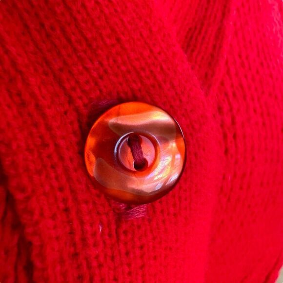 Vtg Sweater Vest Red Grandpacore College Point Made In USA Button Up Pockets L - Picture 3 of 9